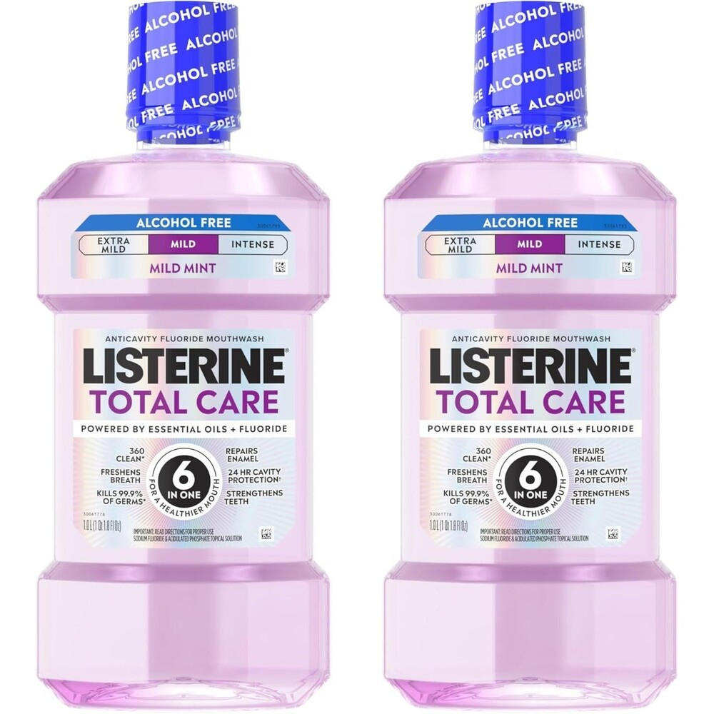 2-Pack Listerine Total Care Alcohol Free Mild Mint Mouthwash 6 Benefit 33.8oz
